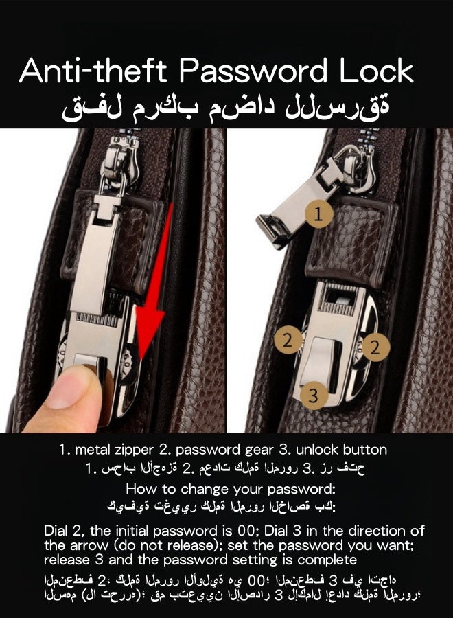 SHABILI Men's Business Casual Clutch Bag, Large-capacity Wallet Card Holder Coin Purse Passport Bag Phone Bag, Portable Gentleman Style Tote Bag Briefcase President Bag Gents Bag  - Image 3