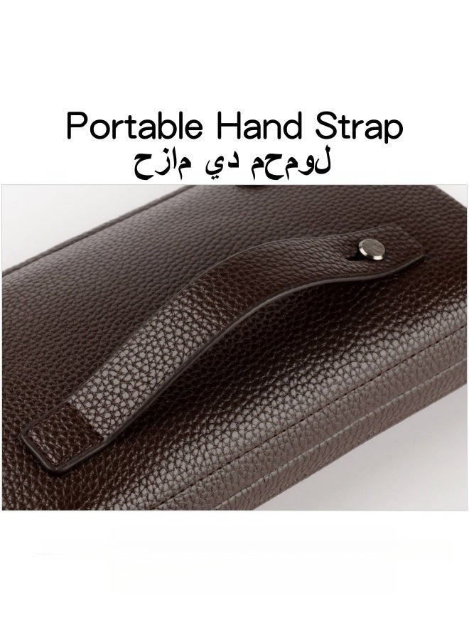 SHABILI Men's Business Casual Clutch Bag, Large-capacity Wallet Card Holder Coin Purse Passport Bag Phone Bag, Portable Gentleman Style Tote Bag Briefcase President Bag Gents Bag  - Image 2