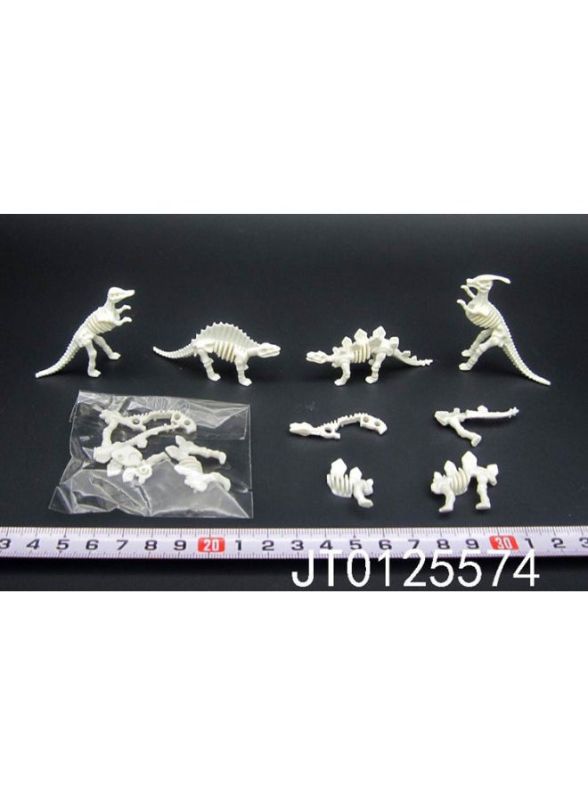 Archaeological Model Dinosaur Toy Accessories Fan Little Dinosaur Splicing Model Animal 4 Assembled Dinosaur Skeleton-颜色:4款混装  - Image 1