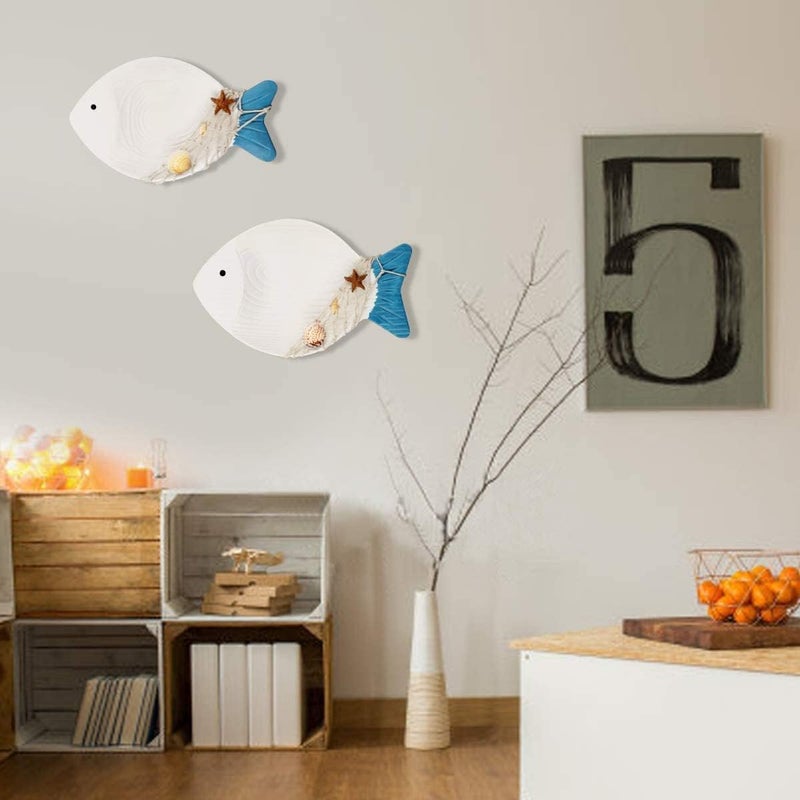 BPA Hand Carved Wooden Fish Wall Art - Set of 2 - Image 4