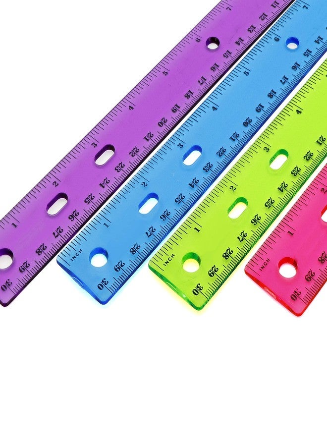 Emraw 12 inches Jeweltones Color Ruler - Designed in Blue, Pink, Green and Orange - Great for School, Home, & Office - 8 Pieces - Image 4