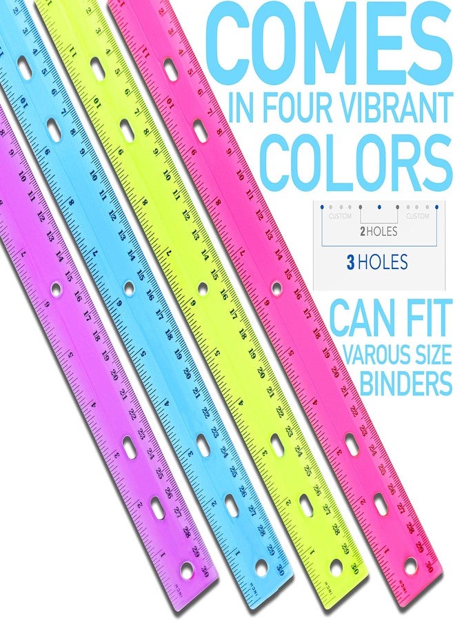 Emraw 12 inches Jeweltones Color Ruler - Designed in Blue, Pink, Green and Orange - Great for School, Home, & Office - 8 Pieces - Image 3