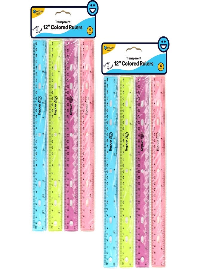 Emraw 12 inches Jeweltones Color Ruler - Designed in Blue, Pink, Green and Orange - Great for School, Home, & Office - 8 Pieces - Image 1
