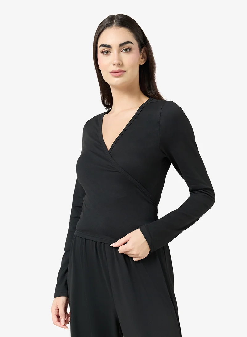Ginger Basics  Wrap Around Top & Wide Leg Pant Lounge Set for Women | Best Price UAE