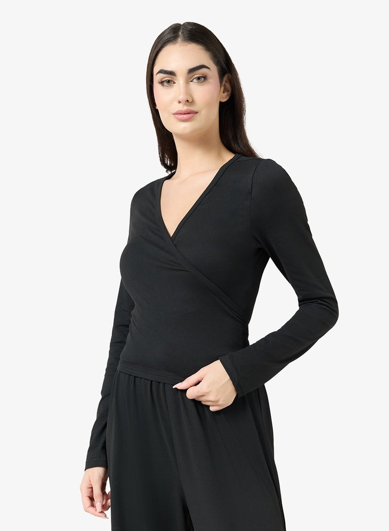 Ginger Basics Wrap Around Top & Wide Leg Pant Lounge Set - Image 4