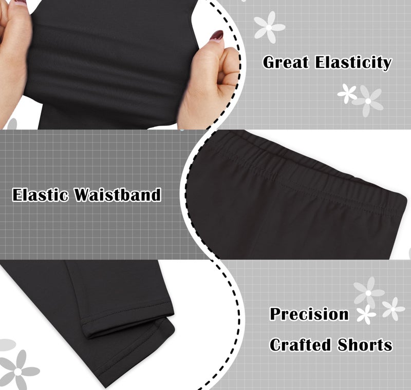 FEQO 4 Pack Girls Cotton Leggings Pants Full Length Basic Leggings Stretchy Legging Footless Tight Pants Black,5-6 Years - Image 2