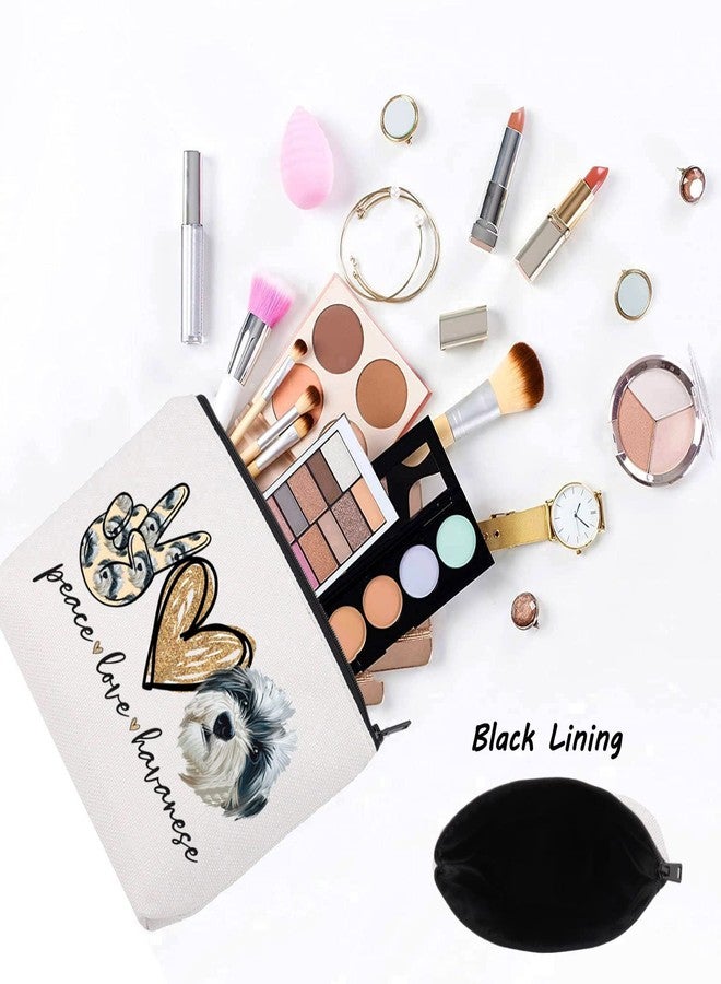 LEVLO Havanese Dog Cosmetic Make Up Bag Dog Lover Gift Peace Love Havanese Make Up Zipper Pouch Bag For Dog Owner (Peace Havanese) - Image 3