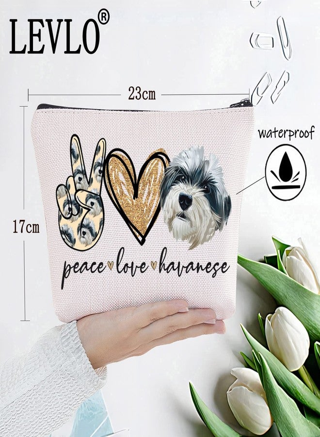 LEVLO Havanese Dog Cosmetic Make Up Bag Dog Lover Gift Peace Love Havanese Make Up Zipper Pouch Bag For Dog Owner (Peace Havanese) - Image 2