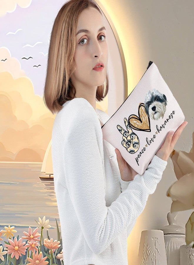 LEVLO Havanese Dog Cosmetic Make Up Bag Dog Lover Gift Peace Love Havanese Make Up Zipper Pouch Bag For Dog Owner (Peace Havanese) - Image 5