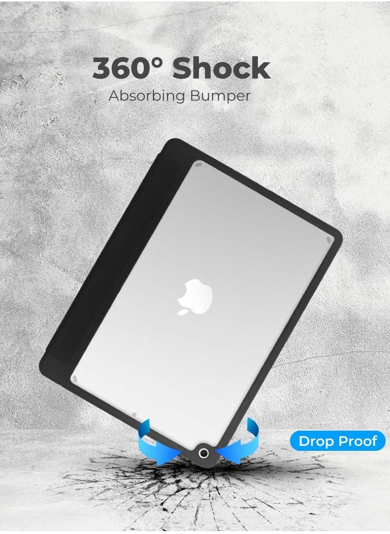 blupebble - Hybrid Folio with Pen Holder Transparent Back with Auto Sleep/Wake function Shockproof Slim Case Designed for iPad 10.2-inch 7/8/9th Gen - Image 1