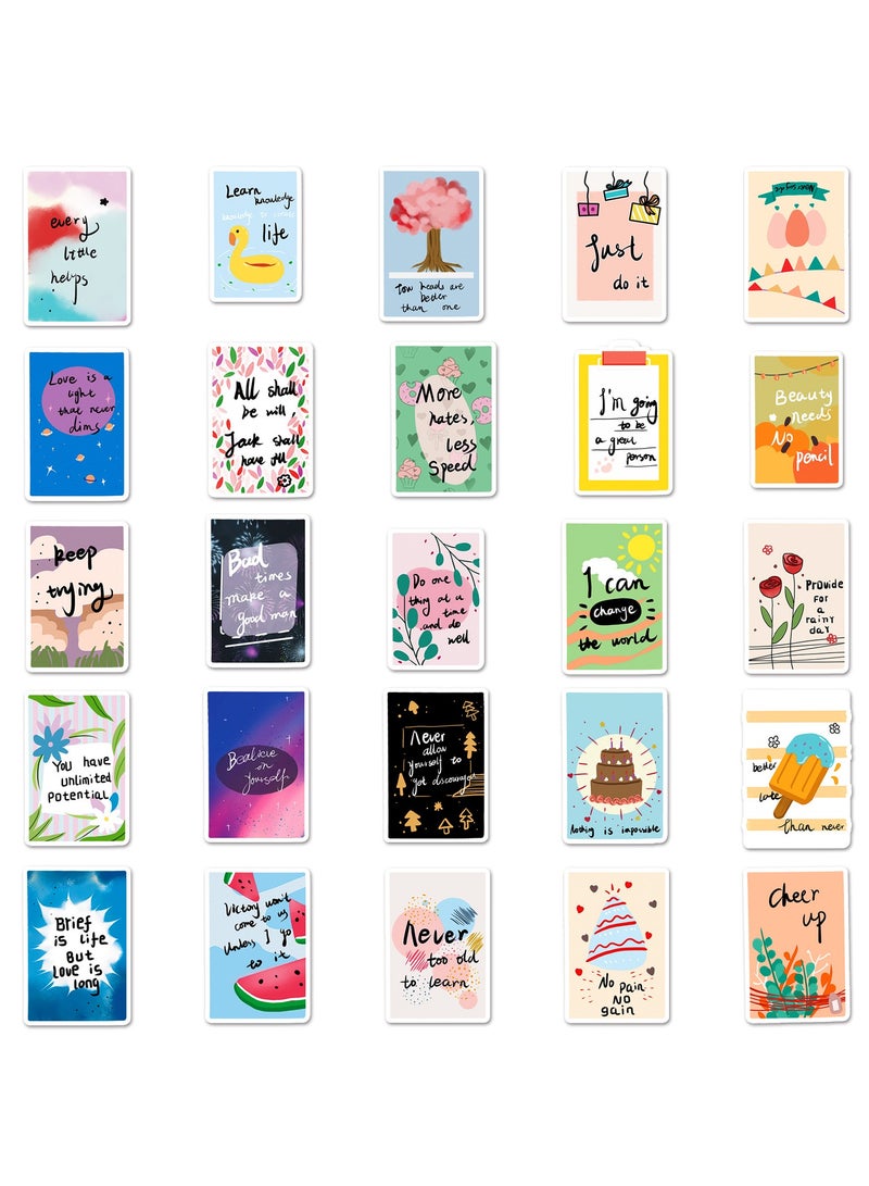 قوس قزح أورينبو ملصقات بطاقات التشجيع 50 قطعة ملصقات مكافأة ملهمة لطيفة لزجاجة المياه والكمبيوتر المحمول والجيتار والسيارات وبطاقات تحفيزية إيجابية مقاومة للماء للمراهقين والأطفال والكبار - Image 3