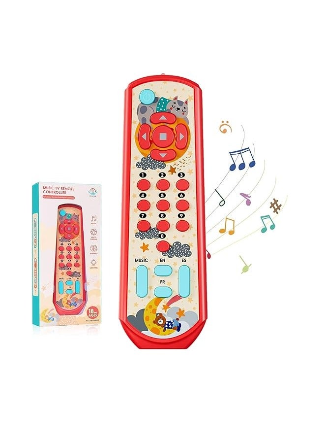 Baby Toys for 1 Year Old Boys Girls, Baby TV Remote Control Toy with English Spanish and French, Baby Sensory Toys with Light  Sound, Birthday Gift for 1 2 3 Year Old Boy Girl - Image 1