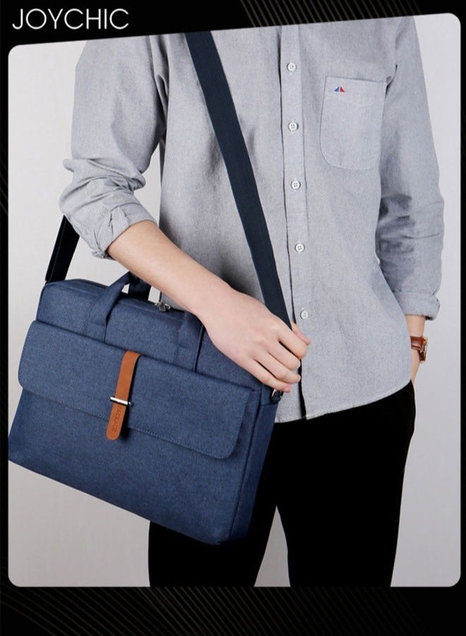 Joychic حقيبة لابتوب مكتبية بحجم 14 بوصة بسعة كبيرة حقيبة كتف حقيبة مراسلة حقيبة حمل للكمبيوتر والتابلت للرجال والنساء للعمل والمدرسة والسفر باللون الأزرق - Image 2