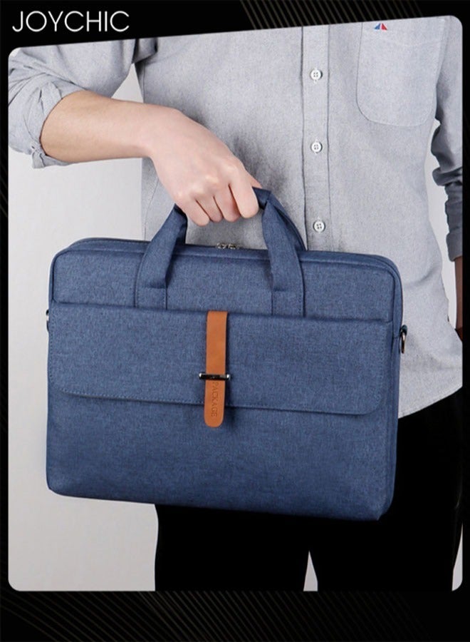 Joychic حقيبة لابتوب مكتبية بحجم 14 بوصة بسعة كبيرة حقيبة كتف حقيبة مراسلة حقيبة حمل للكمبيوتر والتابلت للرجال والنساء للعمل والمدرسة والسفر باللون الأزرق - Image 3