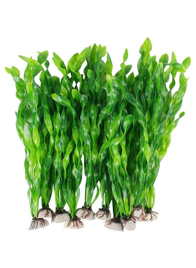 GUSGU 10pcs Artificial Seaweed Tall Water Plants for Aquarium Lifelike Decor Fish Tank Plants Aquarium Plant Decorations 31cm Green  - Image 1