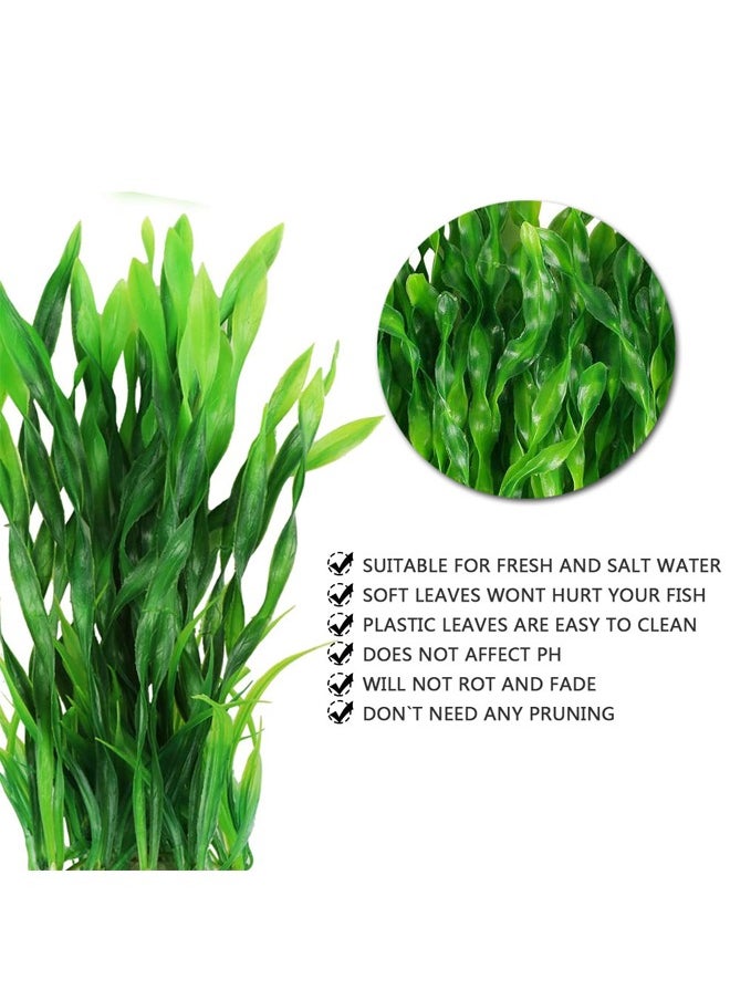 GUSGU 10pcs Artificial Seaweed Tall Water Plants for Aquarium Lifelike Decor Fish Tank Plants Aquarium Plant Decorations 31cm Green  - Image 3