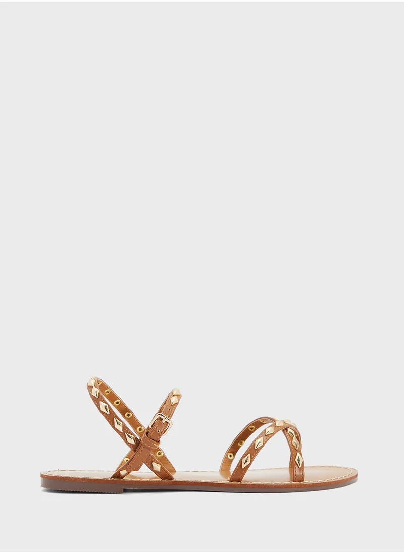 Ginger Crossover Strap Flat Sandal