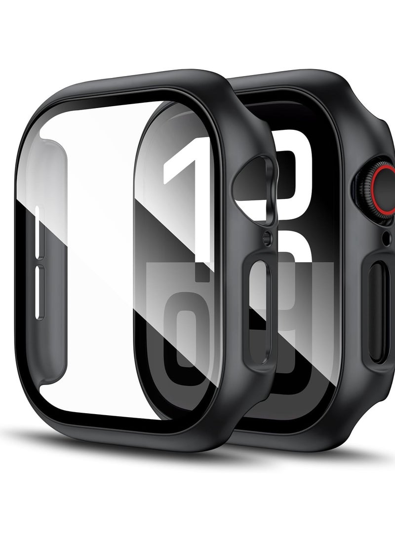 Generic Hard PC Case Compatible with Apple Watch Series 10 Cover 46mm, with Tempered Glass Screen Protector, Protective Cover for Apple Watch Series 10 Screen Protector 46mm (Black, For Series 10 46mm)  - Image 1