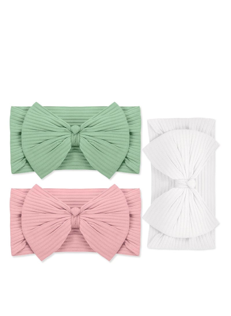 SYOSI Baby Turban Headband Set-Bowknot Hairband Soft Headwear Elastic for Newborn/Girls/Boys/Kids Gift as Toddler Headdress Photography Props Accessories(3 pieces)  - Image 1