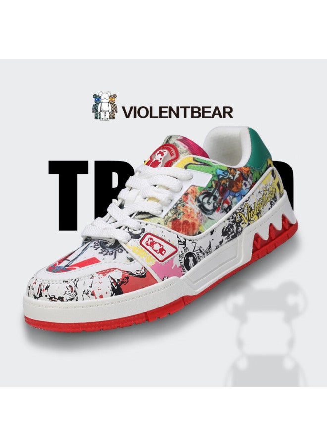 Violentbear Men's And Women's Shoes, Graffiti Sneakers, Trendy Shoes, Couple's Luxury Cowhide, Breathable Autumn Fashion High-quality Appearance