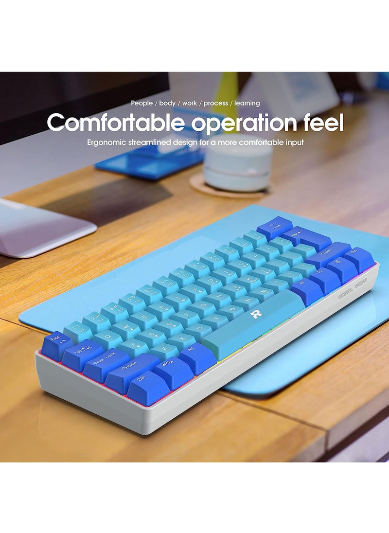 60% Wired Gaming Keyboard RGB Ultra-Compact Mini Keyboard Waterproof Mechanical Feeling Small Keyboard for PC/Mac Gamer Typist Travel, Easy to Carry on Business Trip
