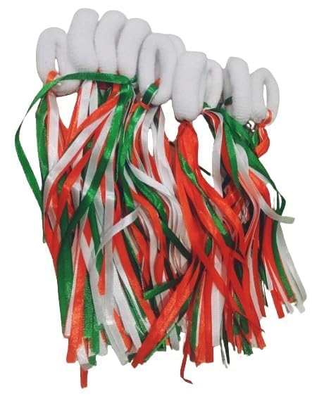 AR TAPES & PLASTICS AR TAPES Tricolour Pom Pom & Ribbon Hair Band & Hand band for Independence Day Special and Republic day, Border, Celebration for Home & Office Orange White Green Elastic Hair Tie (pack of 2) - Image 5