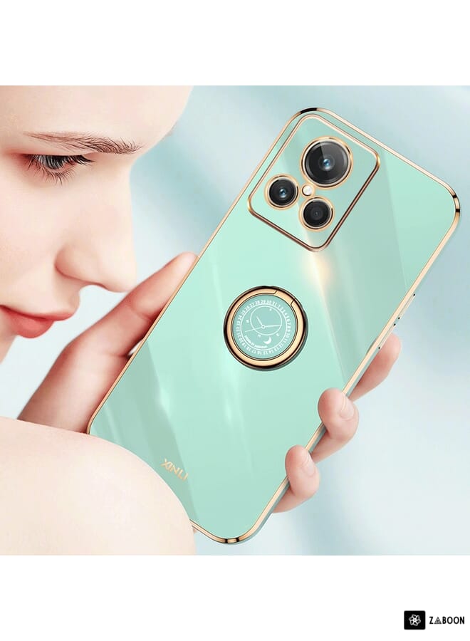 Green Tiger For Realme C33 4G XINLI Straight Edge 6D Electroplate TPU Phone Case with Ring Holder(Hawthorn Red) - Image 5