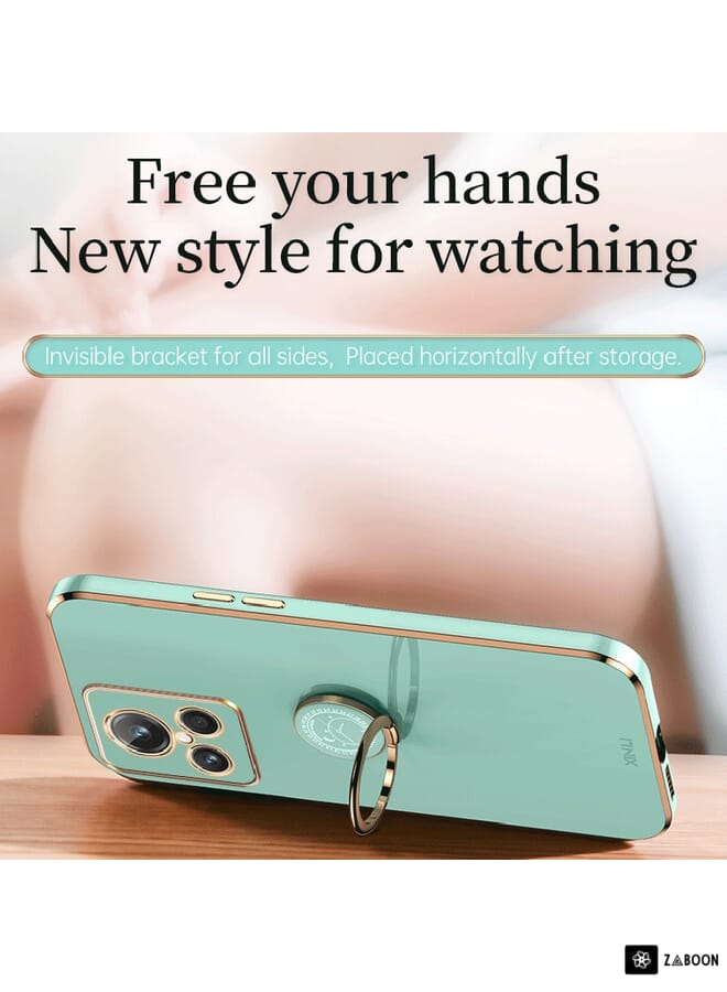 Green Tiger For Realme C33 4G XINLI Straight Edge 6D Electroplate TPU Phone Case with Ring Holder(Hawthorn Red) - Image 4