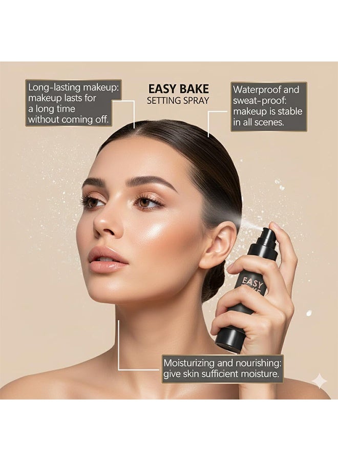 zephoco Easy Bake Setting Spray, Waterproof & Oil-Control Pore Smoothing Vegan Skin Care, 16H Long-Lasting, Sweatproof Formula for Matte Finish Makeup Sealant, 100ml - Image 4