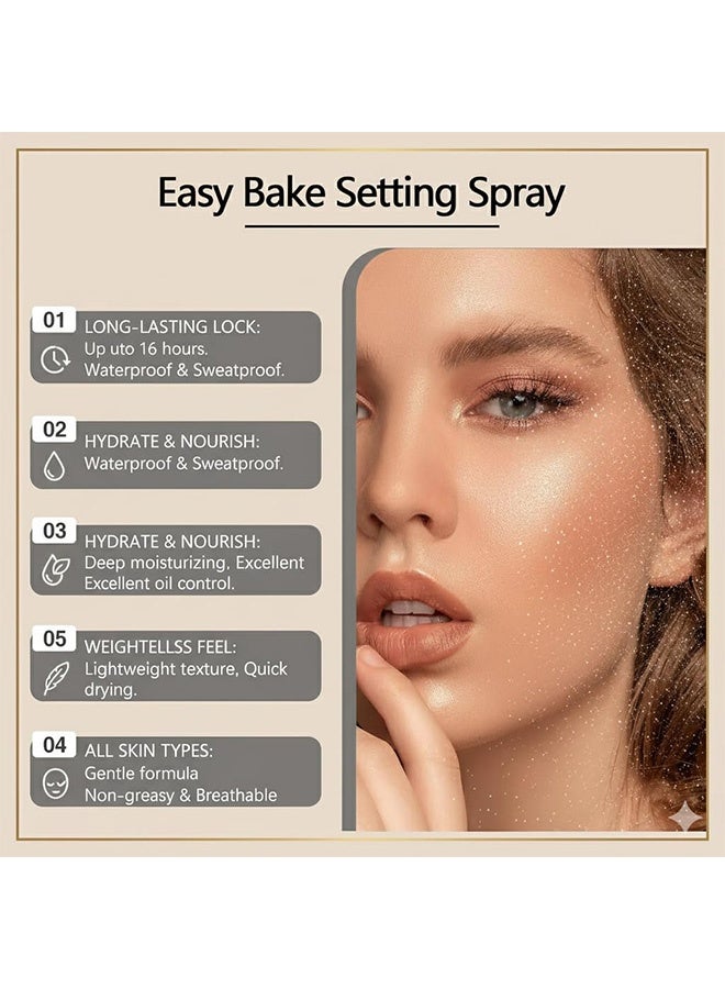 zephoco Easy Bake Setting Spray, Waterproof & Oil-Control Pore Smoothing Vegan Skin Care, 16H Long-Lasting, Sweatproof Formula for Matte Finish Makeup Sealant, 100ml - Image 3