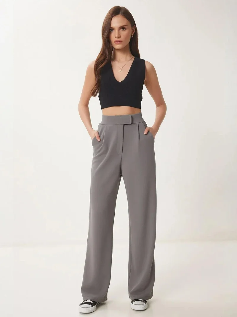 إسطنبول الساحرة ISTANBUL High Waist Textured Palazzo Pants