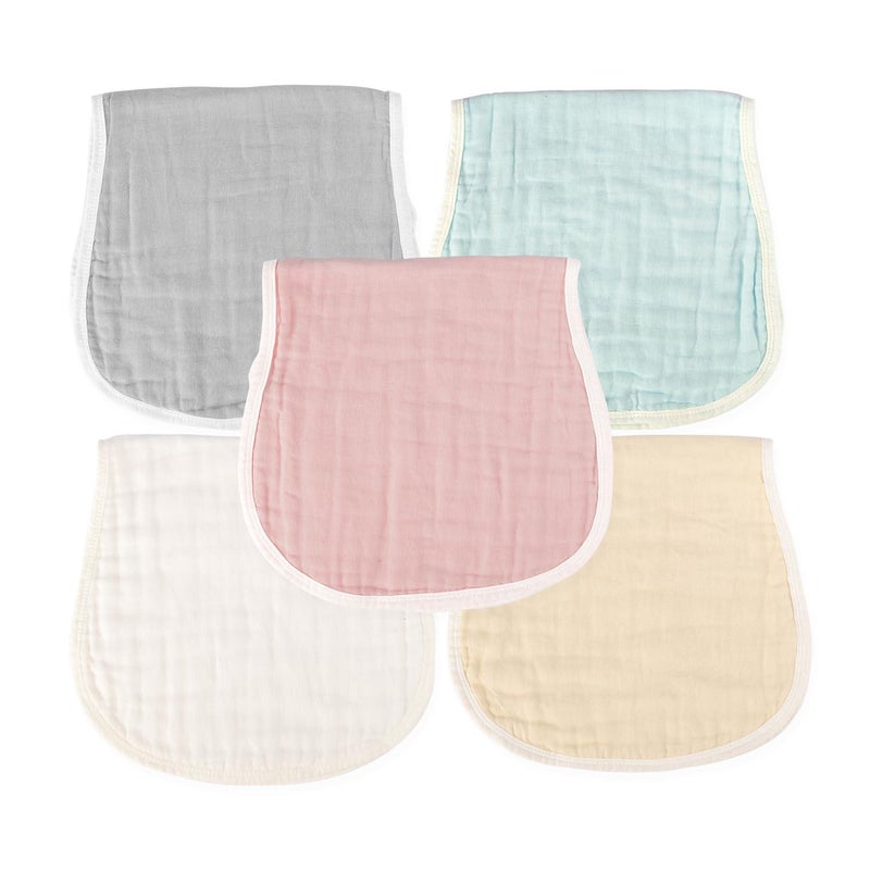 Baby Bibs and Burp Cloths – 5 Colors, Cotton, Soft, Absorbent, for Newborn