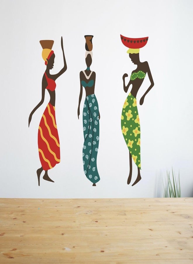 Rangoli Wall Sticker (PVC Vinyl, Self-Adhesive) DIY Decals, Living Room, Drawing Room, Hall, Decortation, Wallpaper (Dancing Indian Women) - Image 1