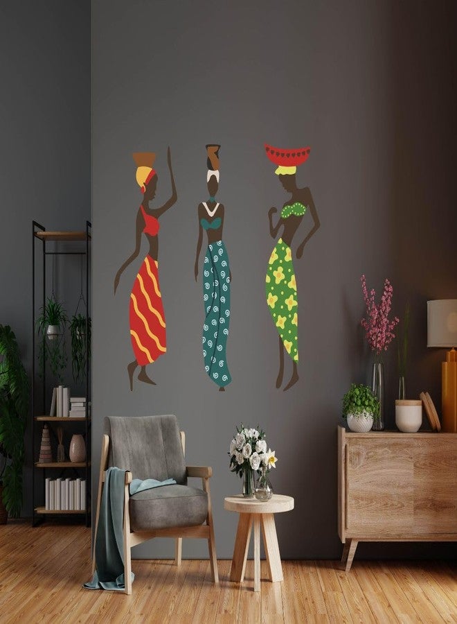 Rangoli Wall Sticker (PVC Vinyl, Self-Adhesive) DIY Decals, Living Room, Drawing Room, Hall, Decortation, Wallpaper (Dancing Indian Women) - Image 2
