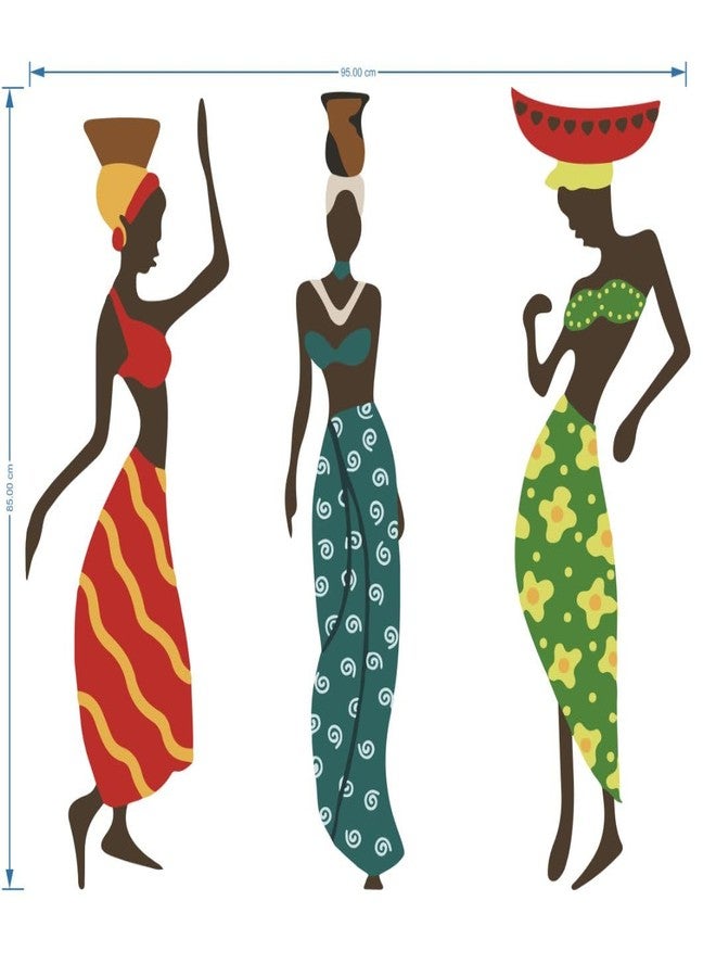 Rangoli Wall Sticker (PVC Vinyl, Self-Adhesive) DIY Decals, Living Room, Drawing Room, Hall, Decortation, Wallpaper (Dancing Indian Women) - Image 4
