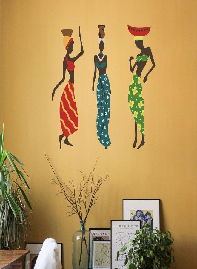 Rangoli Wall Sticker (PVC Vinyl, Self-Adhesive) DIY Decals, Living Room, Drawing Room, Hall, Decortation, Wallpaper (Dancing Indian Women) - Image 3
