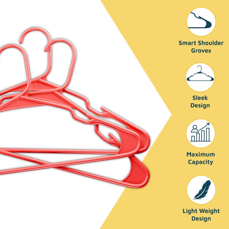 Lifemaster Plastic Clothes Hangers â€“ Heavy Duty Hanger Set, for Organizing Clothes, Dresses, and Coat, Holds Up to 5 lbs, Space-Saving Hangers with Non-Slip Shoulder Grooves, Pack of 120, Red - Image 4
