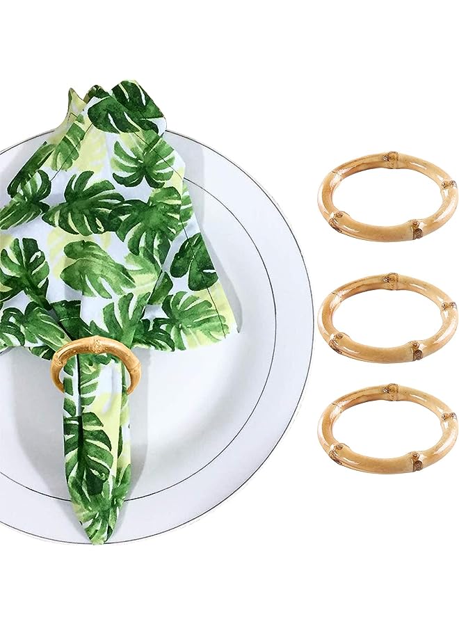 SYOSI Bamboo Napkin Rings Set of 4, Handmade Rattan Napkin Holder Rings Table Decorations for Wedding, Valentine's, Banquet, Birthday, Thanksgiving - Image 1