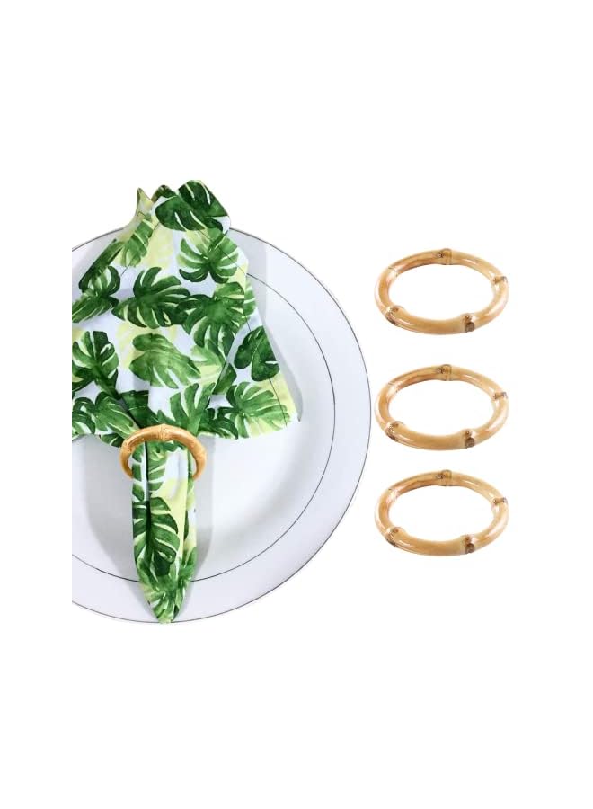 SYOSI Bamboo Napkin Rings Set of 4, Handmade Rattan Napkin Holder Rings Table Decorations for Wedding, Valentine's, Banquet, Birthday, Thanksgiving - Image 2