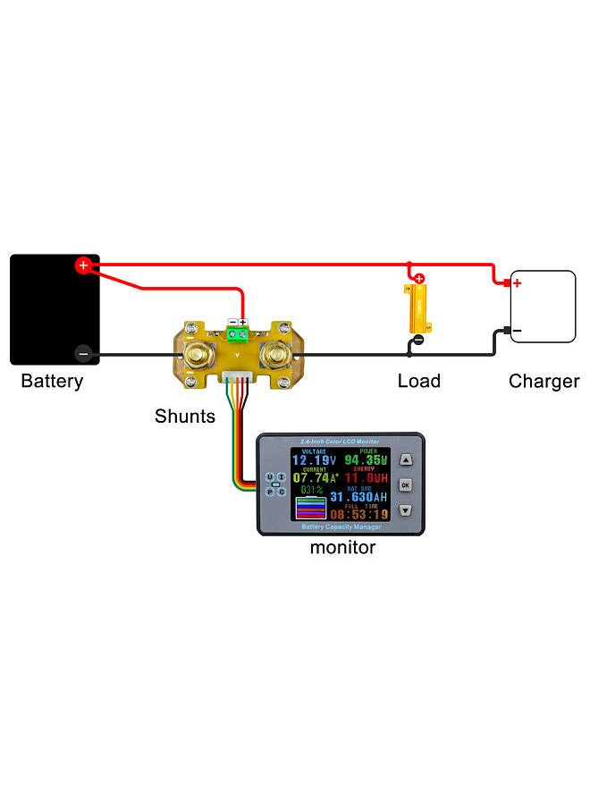 Generic 2.4inch Color LCD Screen Coulometer Voltage Current Capacity Meter Electric Car RV Battery Coulometers Bidirectional Current Detection  - Image 2