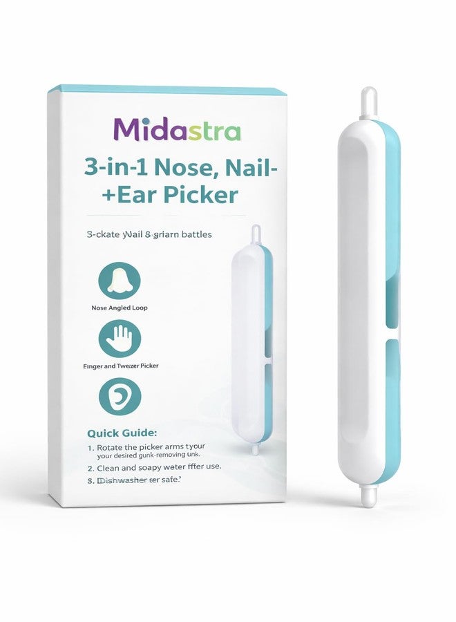 MIDASTRA 3 in 1 Baby Nose Ear Nail Cleaner Tool for Newborn | Safe Soft Silicone Picker | Infant Grooming Hygiene Kit | Ear Wax Remover & Nose Cleaner | Baby Care Accessories (0+ Months) - Image 1