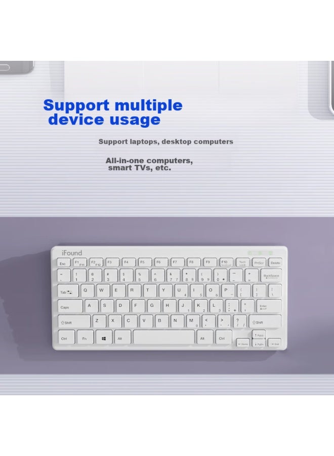 Ifound W226 Wireless Keyboard, Portable Office External Ultra-thin Laptop Compact Keyboard, Wireless Mini Compact Keyboard, Simple White - Image 2