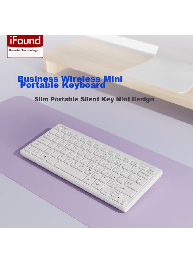 Ifound W226 Wireless Keyboard, Portable Office External Ultra-thin Laptop Compact Keyboard, Wireless Mini Compact Keyboard, Simple White - Image 1