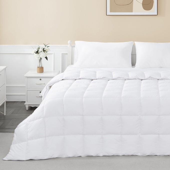 COMFORTER TWIN DUVET INSERT WHITE TWIN XL COMFORTER DOWN ALTERNATIVE FILLING 100 COTTON SHELL ALL SEASON FOR DORM HYPOALLERGENIC WARM BREATHABLE NOISELESS MACHINE WASHABLE WITH CORNER TAPS