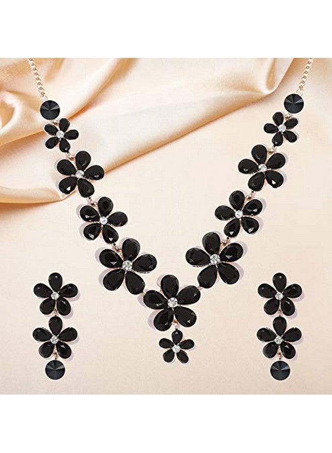 YouBella Jewellery Sets for Women Crystal Necklace Jewellery Set with Earrings for Girls/Women (Black) - Image 3