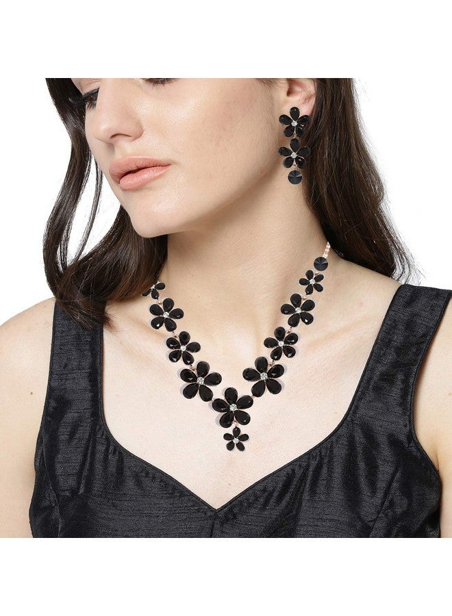 YouBella Jewellery Sets for Women Crystal Necklace Jewellery Set with Earrings for Girls/Women (Black) - Image 2