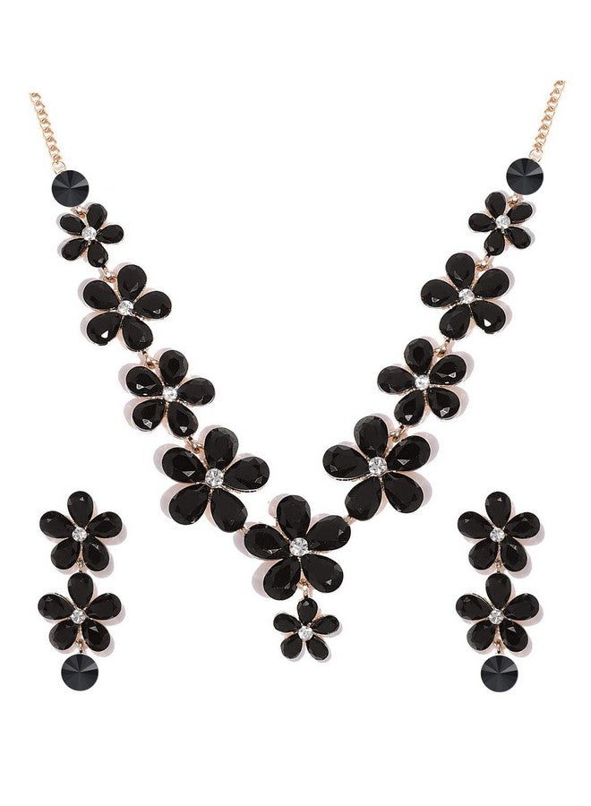 YouBella Jewellery Sets for Women Crystal Necklace Jewellery Set with Earrings for Girls/Women (Black) - Image 1