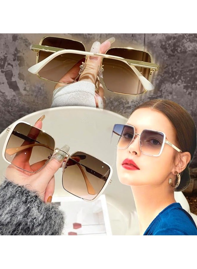 Oversized Boho Sunglasses for Women, Gold Frame with Rhinestones, Fashion Party Accessory