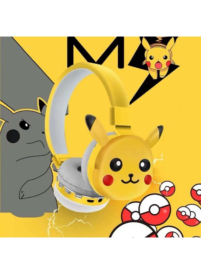 بوكيمون سماعة بلوتوث لاسلكية فوق الأذن سماعة ألعاب قابلة للطي تدعم FM كمبيوتر الهاتف المحمول موسيقى سماعة ستيريو - Image 2