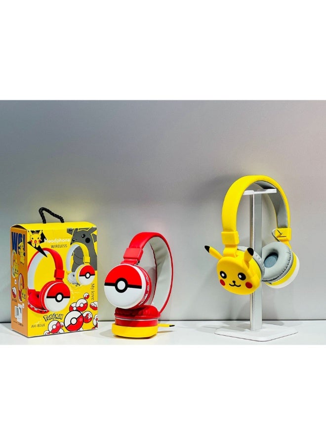 بوكيمون سماعة بلوتوث لاسلكية فوق الأذن سماعة ألعاب قابلة للطي تدعم FM كمبيوتر الهاتف المحمول موسيقى سماعة ستيريو - Image 3